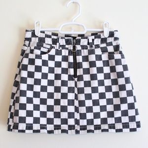 BDG Checkered Mini Denim Skirt